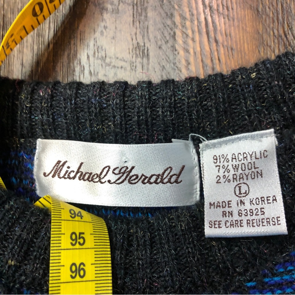 Vtg Michael Gerald Large Abstract Patterned Knit … - image 2